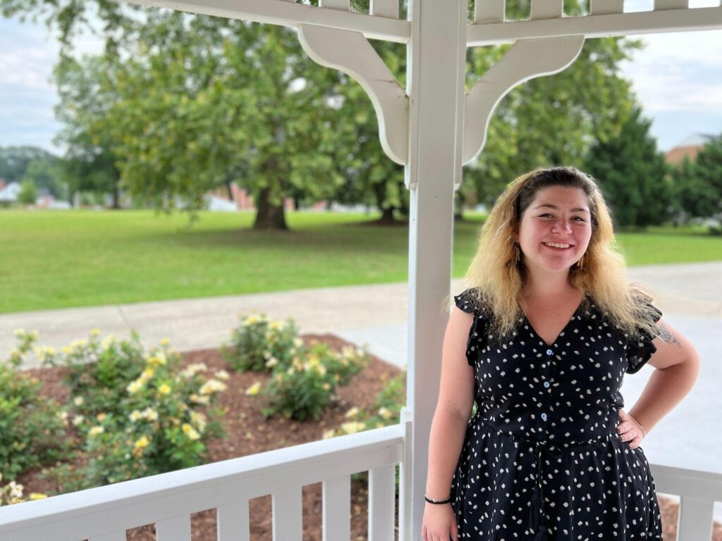Zoe Beale stands in the Chowan Gazebo